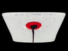 Glass bowl, artistic studio glass, handmade. Height (depth): 11 cm. Diameter: 25 cm. Period: 20th