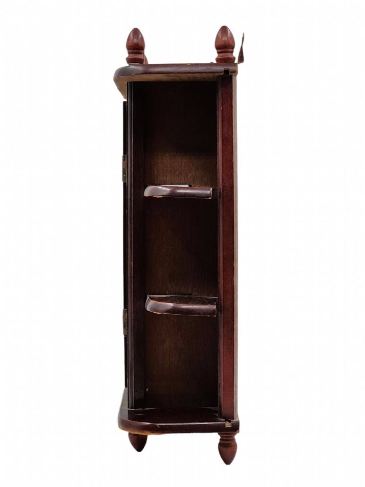 #2 A small wall cabinet for hanging, cabinet made of wood, glass and metal device, condition - Image 4 of 4
