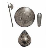 Antique Islamic weapons, set of antique style metal ornaments i ncludes: Shield in diameter: 46