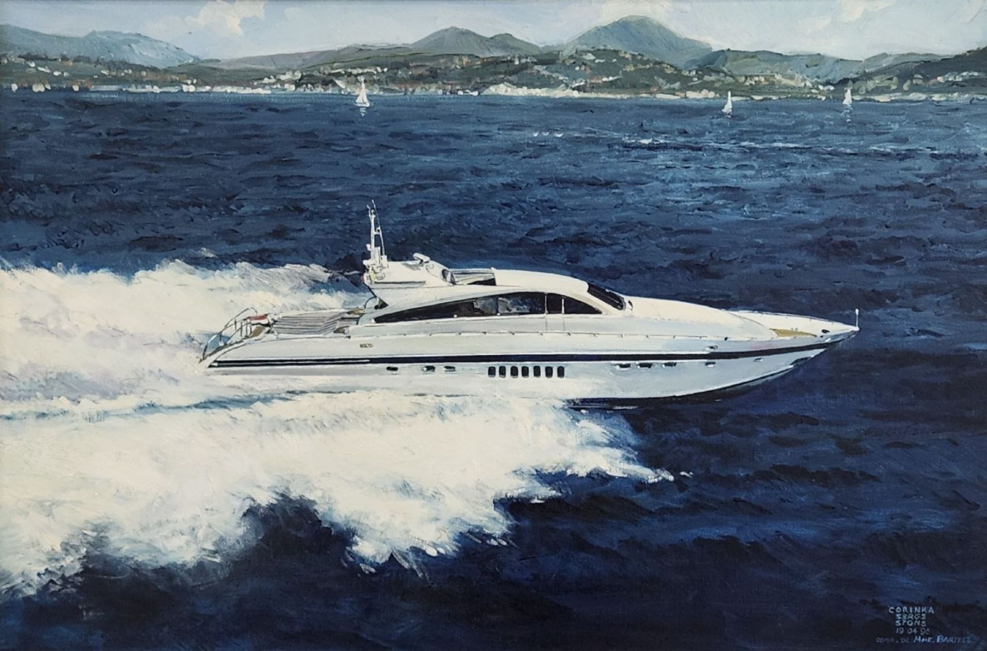 'Yacht' - painting, old painting, oil on canvas, signed 'Stone Serge' and dated: 1996. Dimensions: