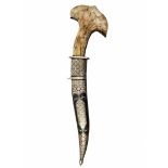 Decorative dagger, made of metal and bone. Length: 40 cm. Width: 10 cm. Period: 20th century