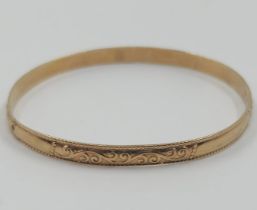 Antique gold bracelet, made of 14 karat yellow gold (signed). Weight: 4.86 grams. Inner width: 5 cm.