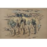 'A grove on the outskirts of Rishon LeZion' - painting, david Hendler - watercolor on paper, signed.