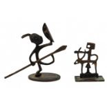 A pair of Israeli bronze figurines, for Israeliana collectors - miniatures, made by 'Bier' and '