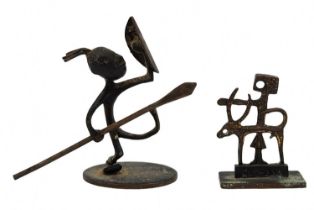 A pair of Israeli bronze figurines, for Israeliana collectors - miniatures, made by 'Bier' and '