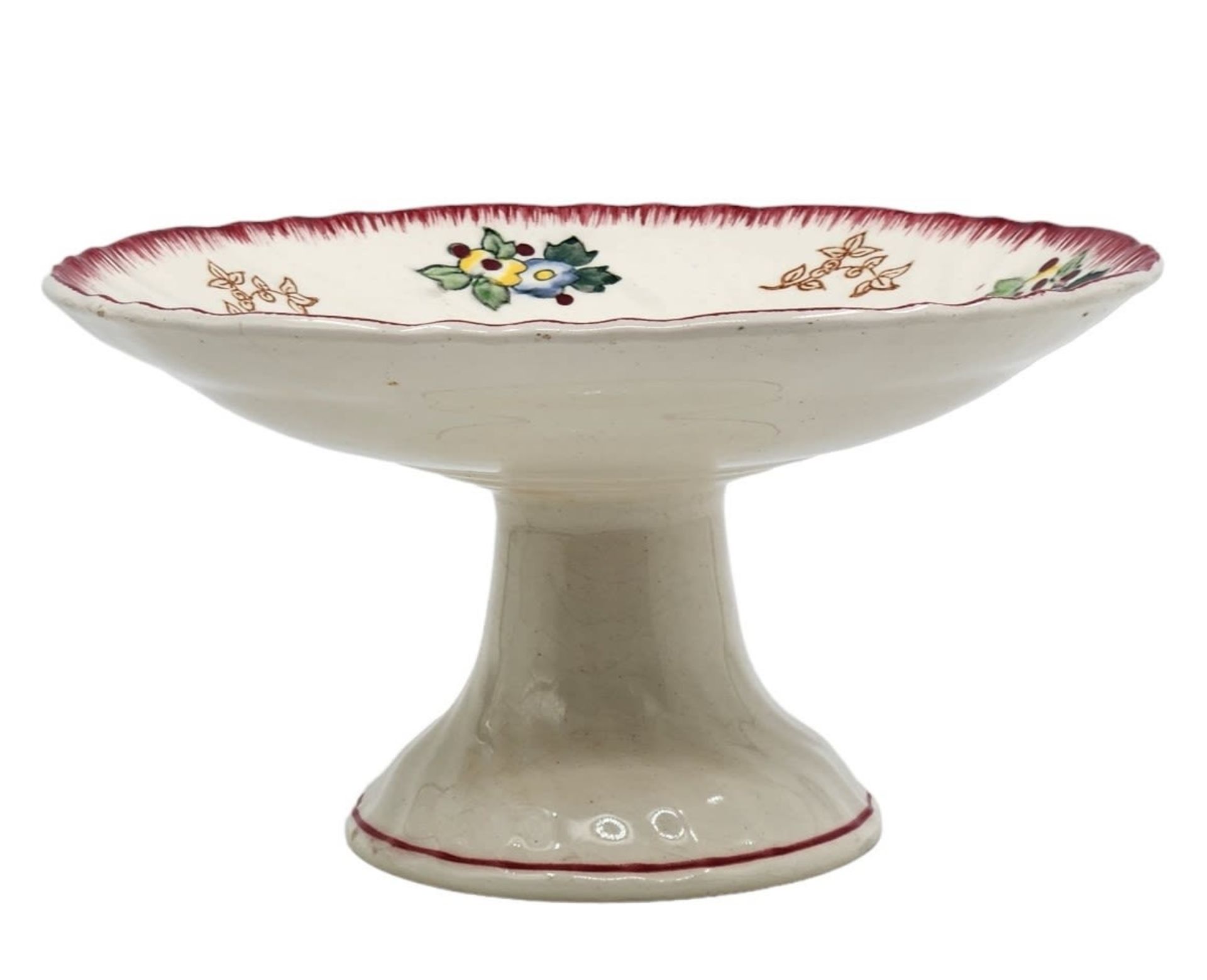 Old French Tessa, made by: 'Longwy', for serving and refreshments, decorated with hand-painted