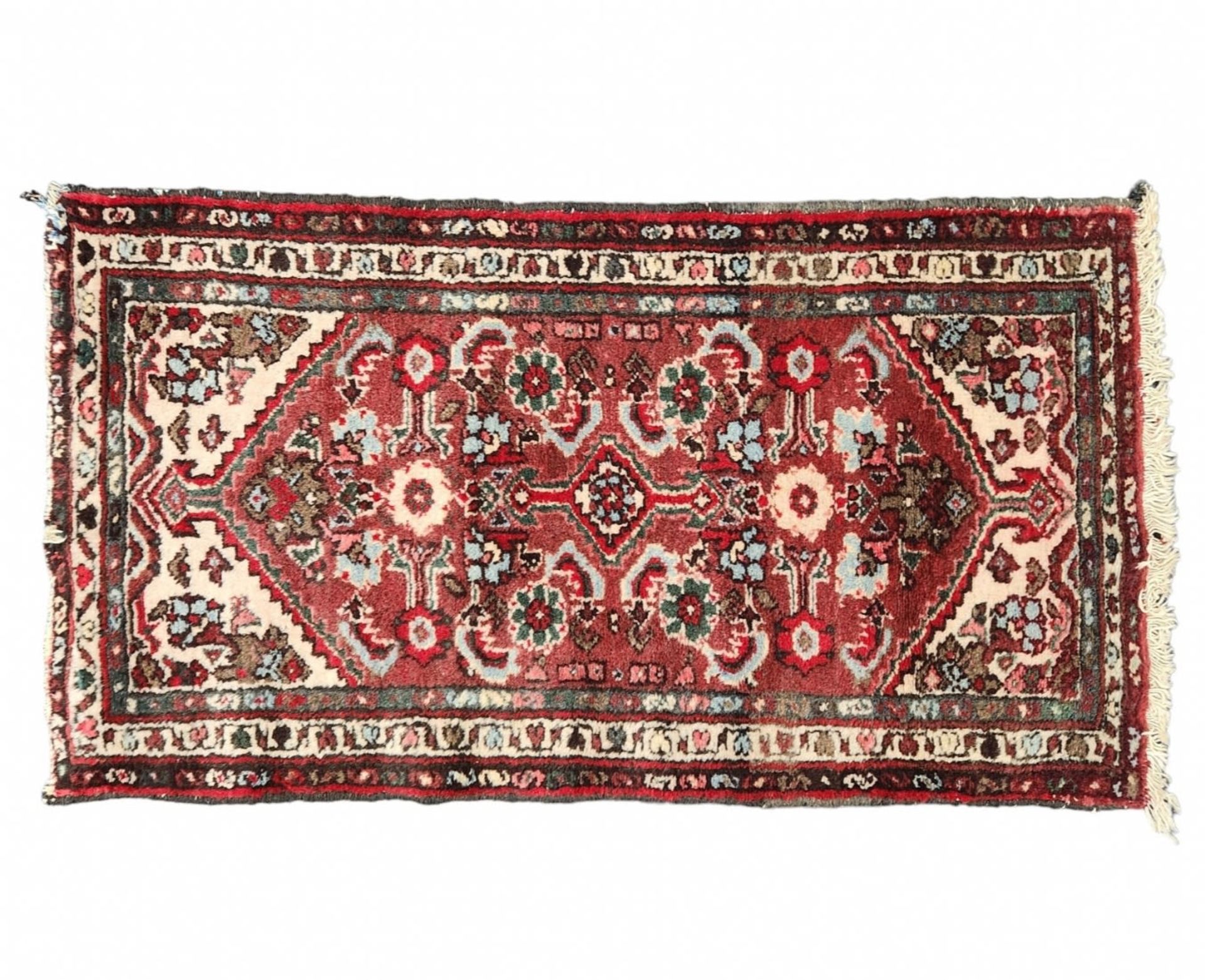 Persian carpet, the Madan carpet, defects. Dimensions: 119X64 cm. Period: 20th century