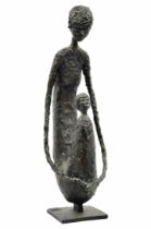 'Mother and child' - bronze statue, alice Winant (Alice czitron Winant, Romanian sculptor 1928-