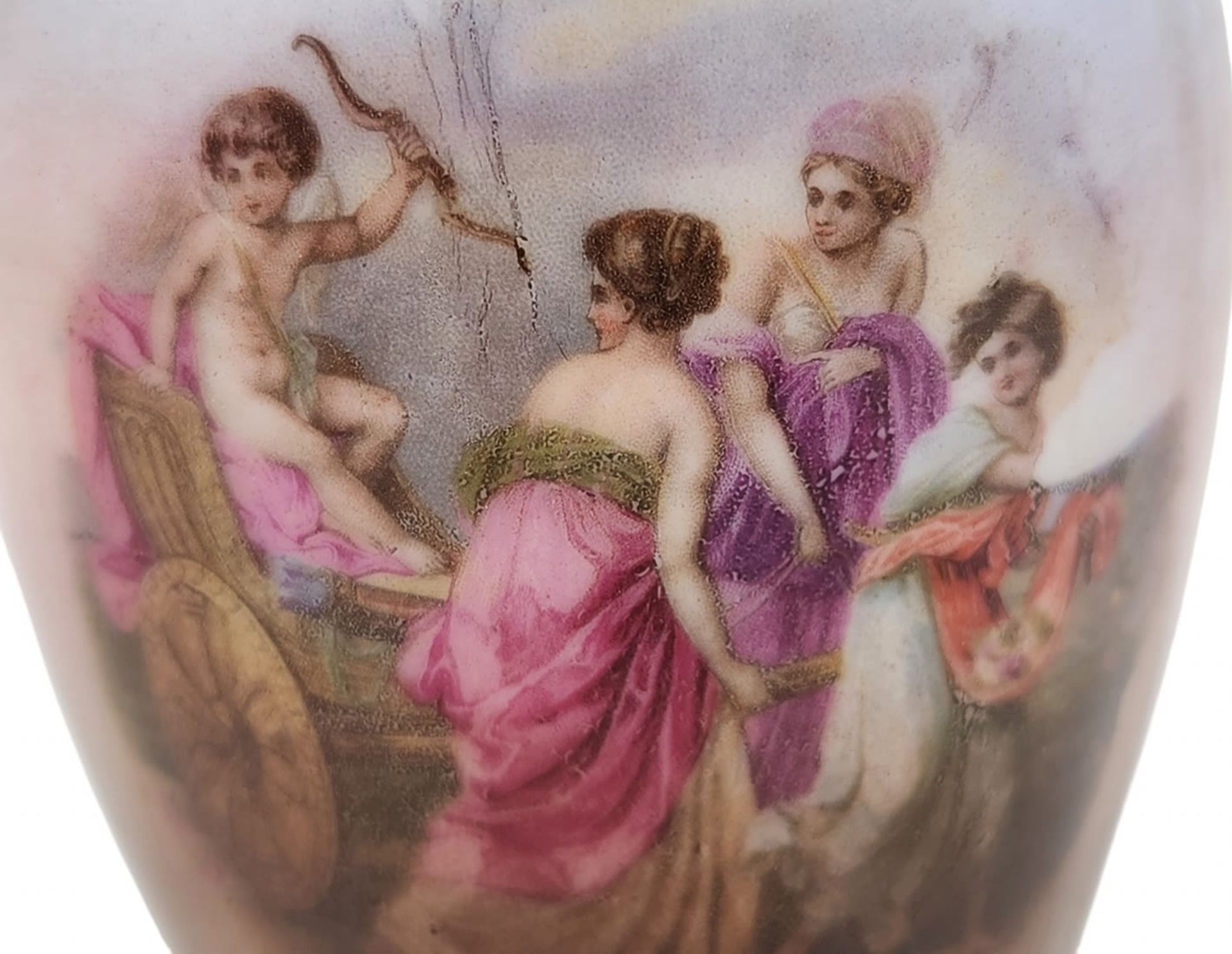 An antique porcelain jug from the 19th century, apparently Austrian or Czech, decorated with a print - Image 3 of 5