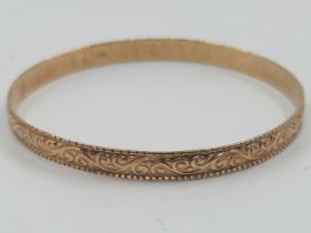 Antique gold bracelet, made of 14 karat yellow gold, signed. Decorated bandwidth: 0.50 Inner