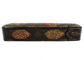 Antique Persian Qalamdan, qalamdan is made of wood, decorated with hand paintings in polychrome