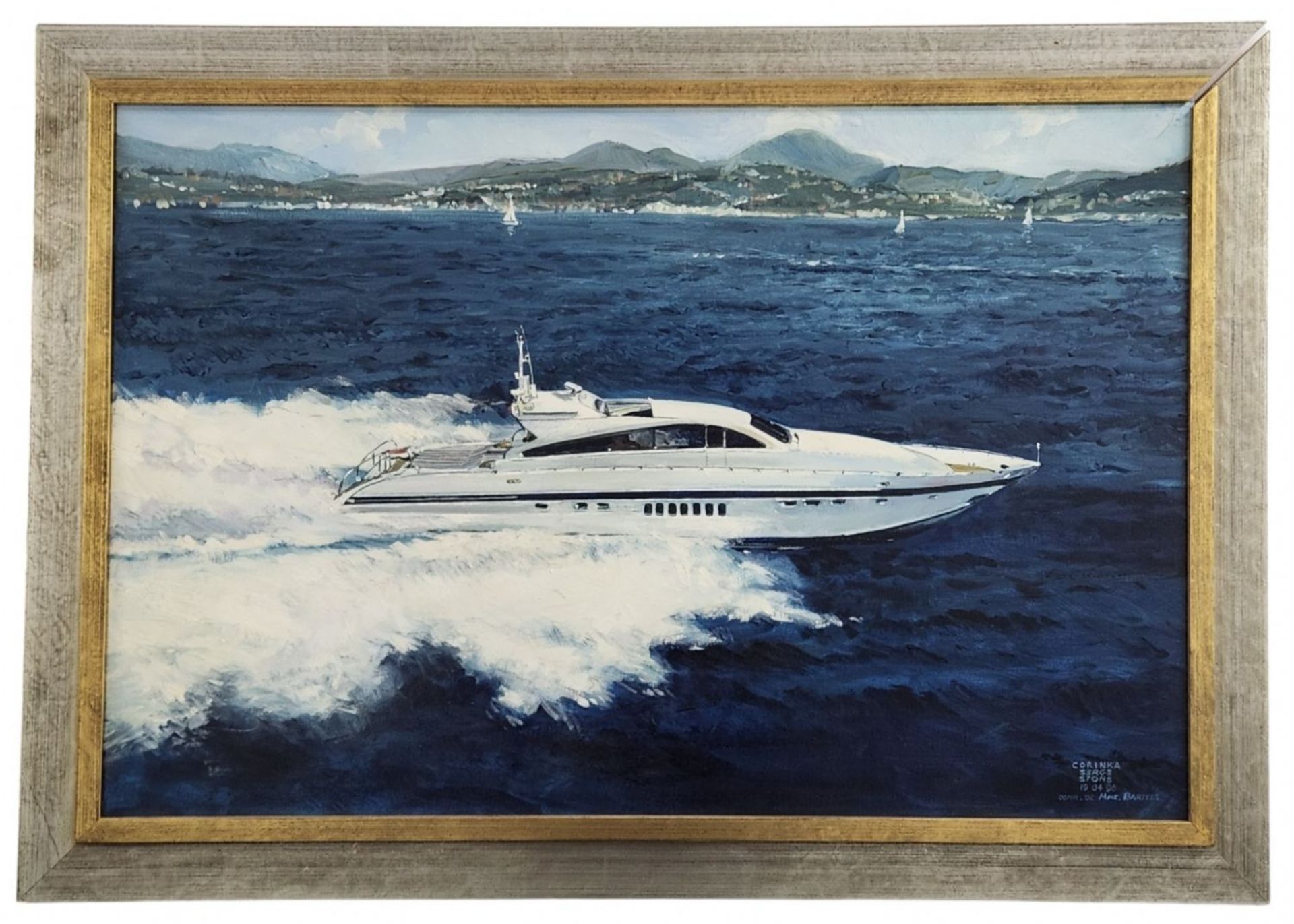 'Yacht' - painting, old painting, oil on canvas, signed 'Stone Serge' and dated: 1996. Dimensions: - Image 2 of 5