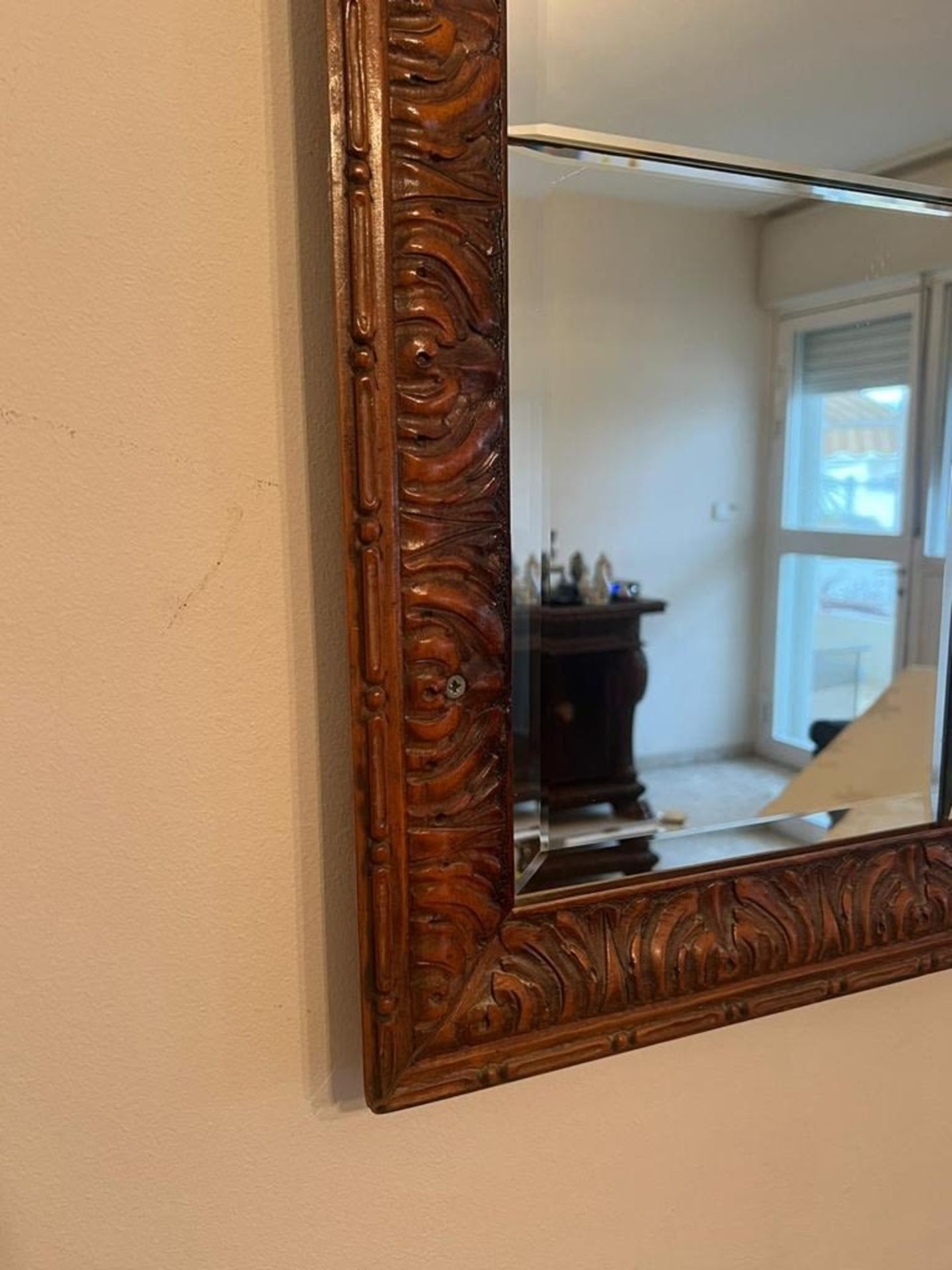 Rectangular mirror, antique style mirror, made of wood. Dimensions: Width: 197 cm. Length: 107 - Image 3 of 6