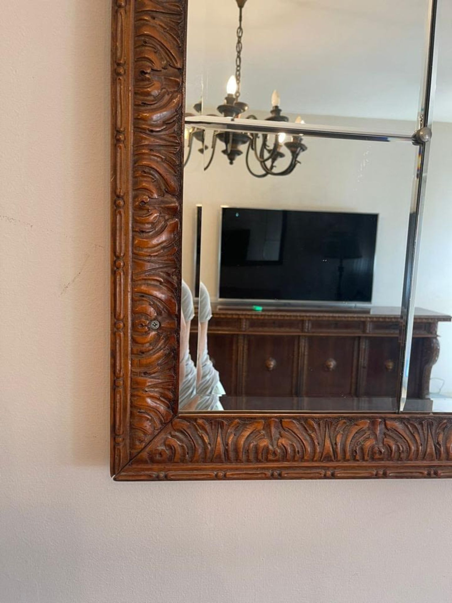 Rectangular mirror, antique style mirror, made of wood. Dimensions: Width: 197 cm. Length: 107 - Image 6 of 6
