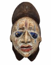 Ancient tribal African mask, from the first third of the 20th century, of the Punu people from