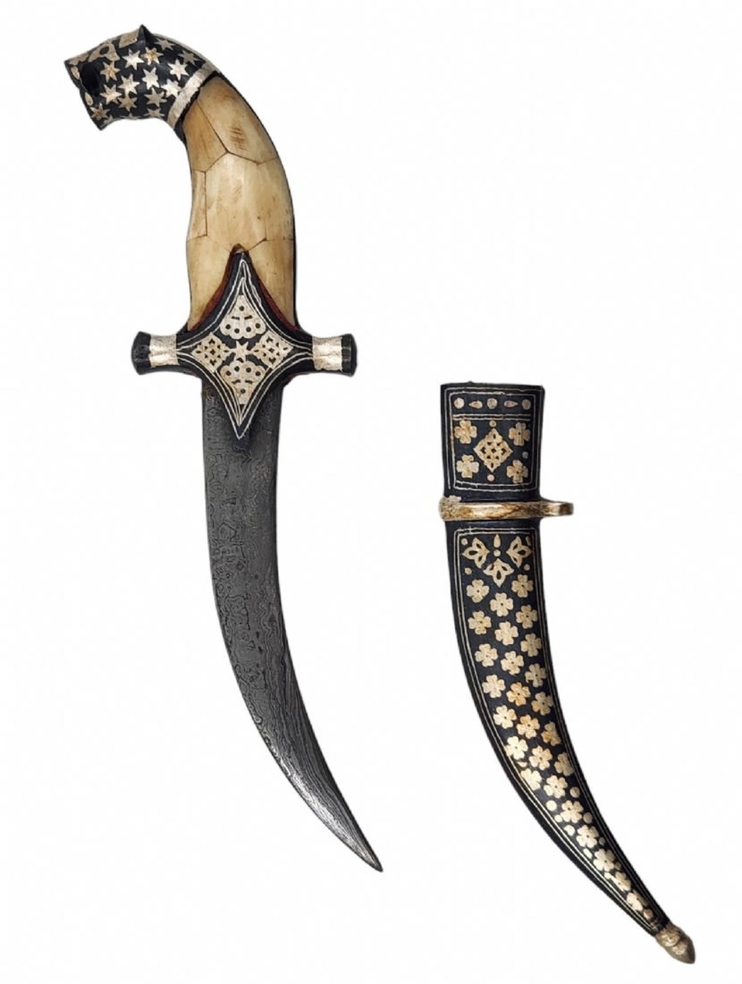 Decorative dagger, made of metal and bone. Length: 26 cm. Width: 9 cm. Period: 20th century - Bild 4 aus 5