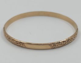 Antique gold bracelet, made of 14 karat yellow gold. Weight: 5.8 grams. Inner width: 4.5 cm. Period: