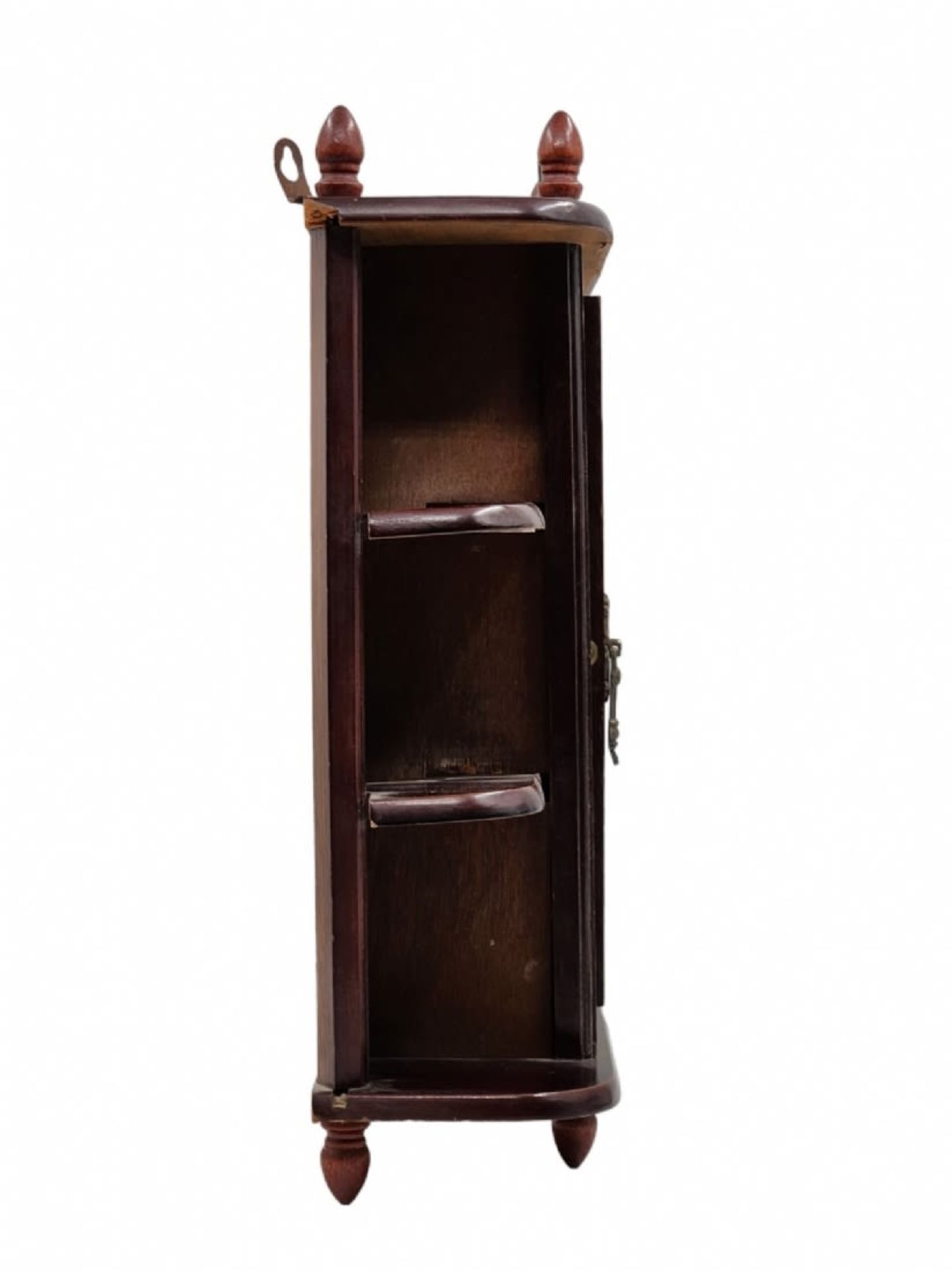 #2 A small wall cabinet for hanging, cabinet made of wood, glass and metal device, condition - Image 2 of 4