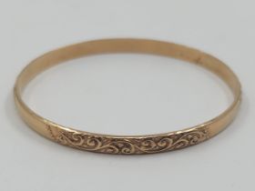 Antique gold bracelet, made of 14 karat yellow gold (signed). Weight: 5.86 grams. Inner width: 4.5