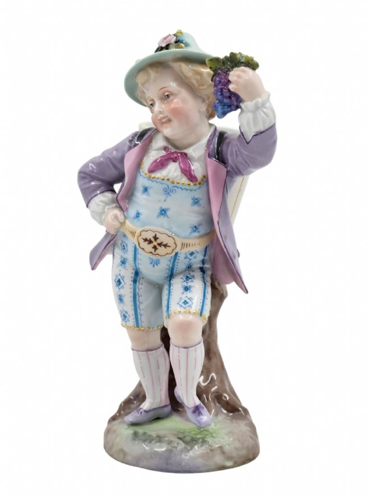 Antique French porcelain statue, in the shape of a bunch of grapes, decorated with hand painting - Image 2 of 7