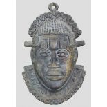 African metal mask, Benin work, in the style of 'Benin's second year tractate', purchased by the