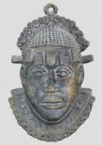 African metal mask, Benin work, in the style of 'Benin's second year tractate', purchased by the