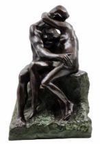 'The Kiss' - bronze statue, a large and heavy statue, in the style of the famous sculpture of