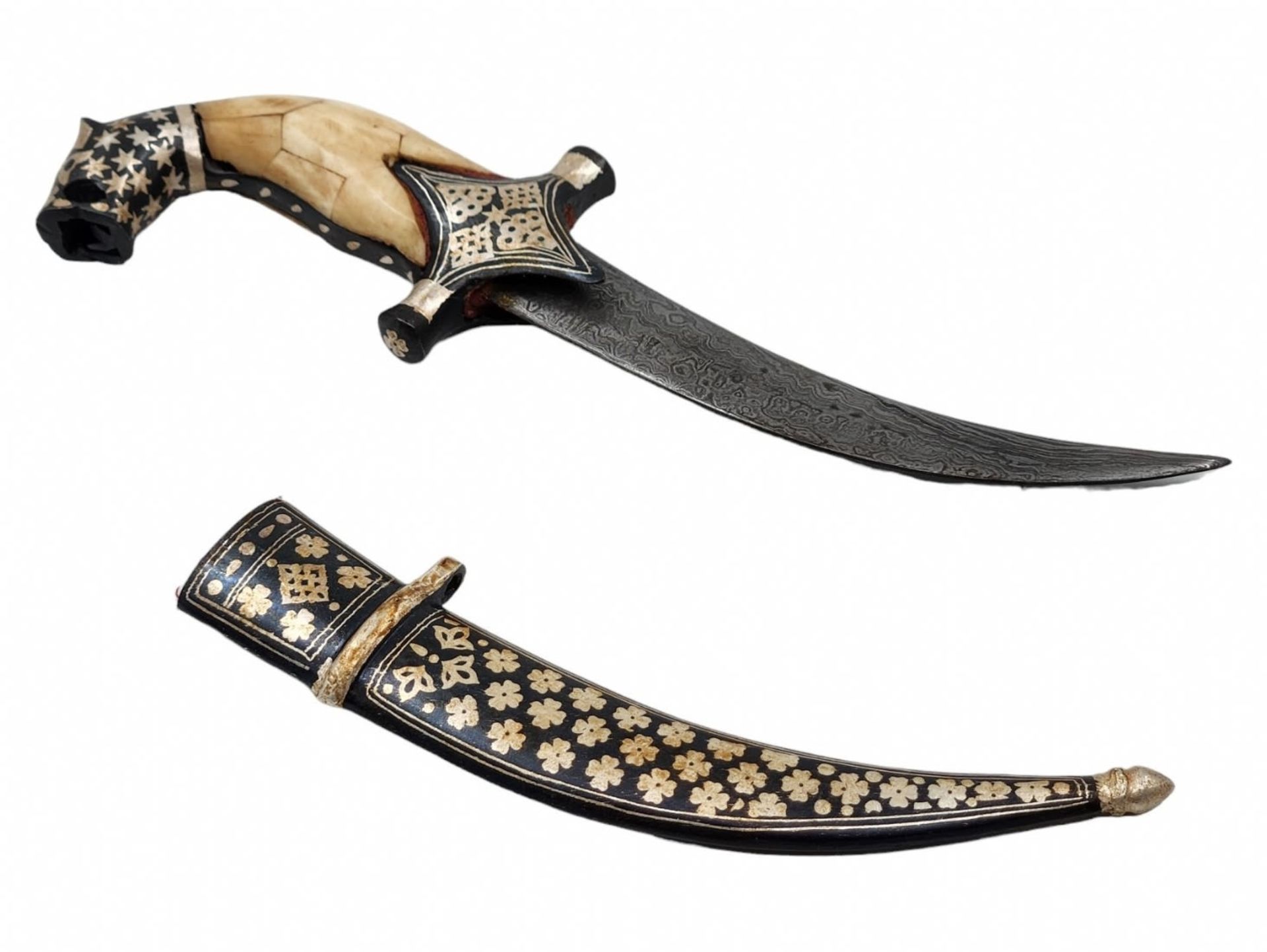 Decorative dagger, made of metal and bone. Length: 26 cm. Width: 9 cm. Period: 20th century - Bild 3 aus 5