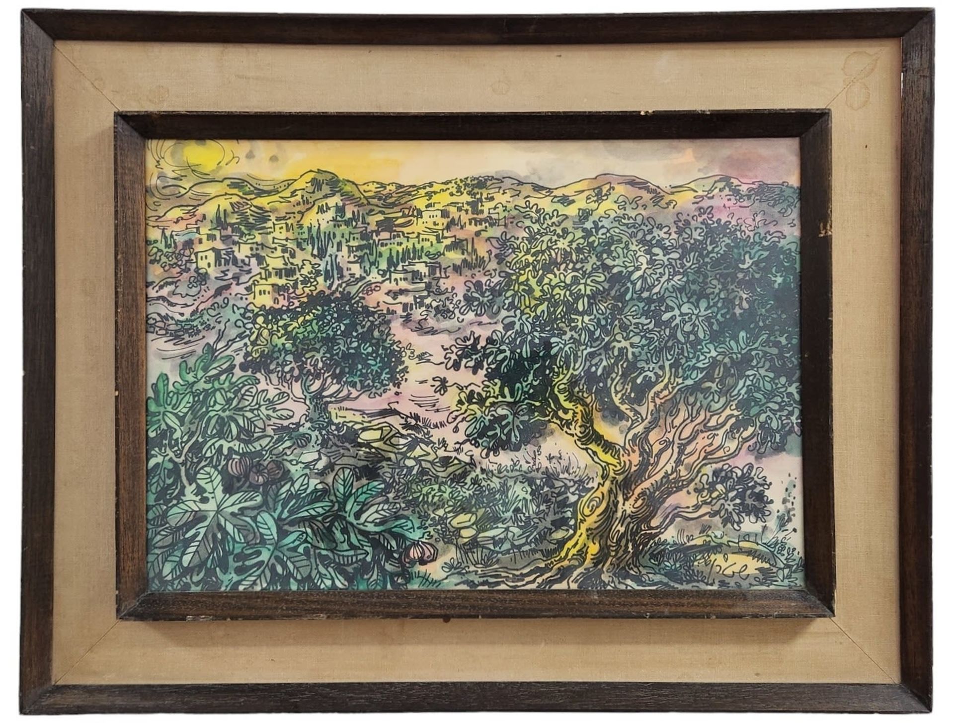 'Ancient olive tree' - painting, yossi Stern (Joseph Stern) - 'Ancient olive tree'. Marker on - Image 2 of 4