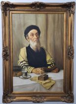 Based on 'Alois Heinrich Priechenfried' - 'Figure of a Jew studying Torah', a large and impressive