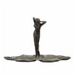 Table centerpiece in Art Nouveau style, made of pewter, signed, Total height: 23 cm, Length: 35