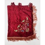 A Torah scroll coat, decorated with cotton thread weaving on red velvet and red fabric strands,