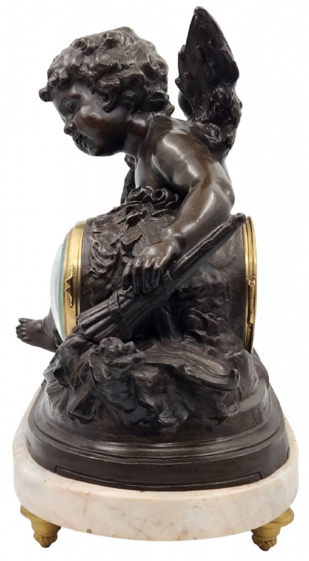 Antique French mantel clock, based on Hippolyte Francois Moreau work (French sculptor who lived - Image 10 of 14