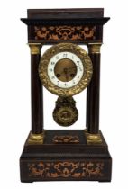 Antique French portico clock from the 19th century, 'Empire' style period, made of wood, gilded