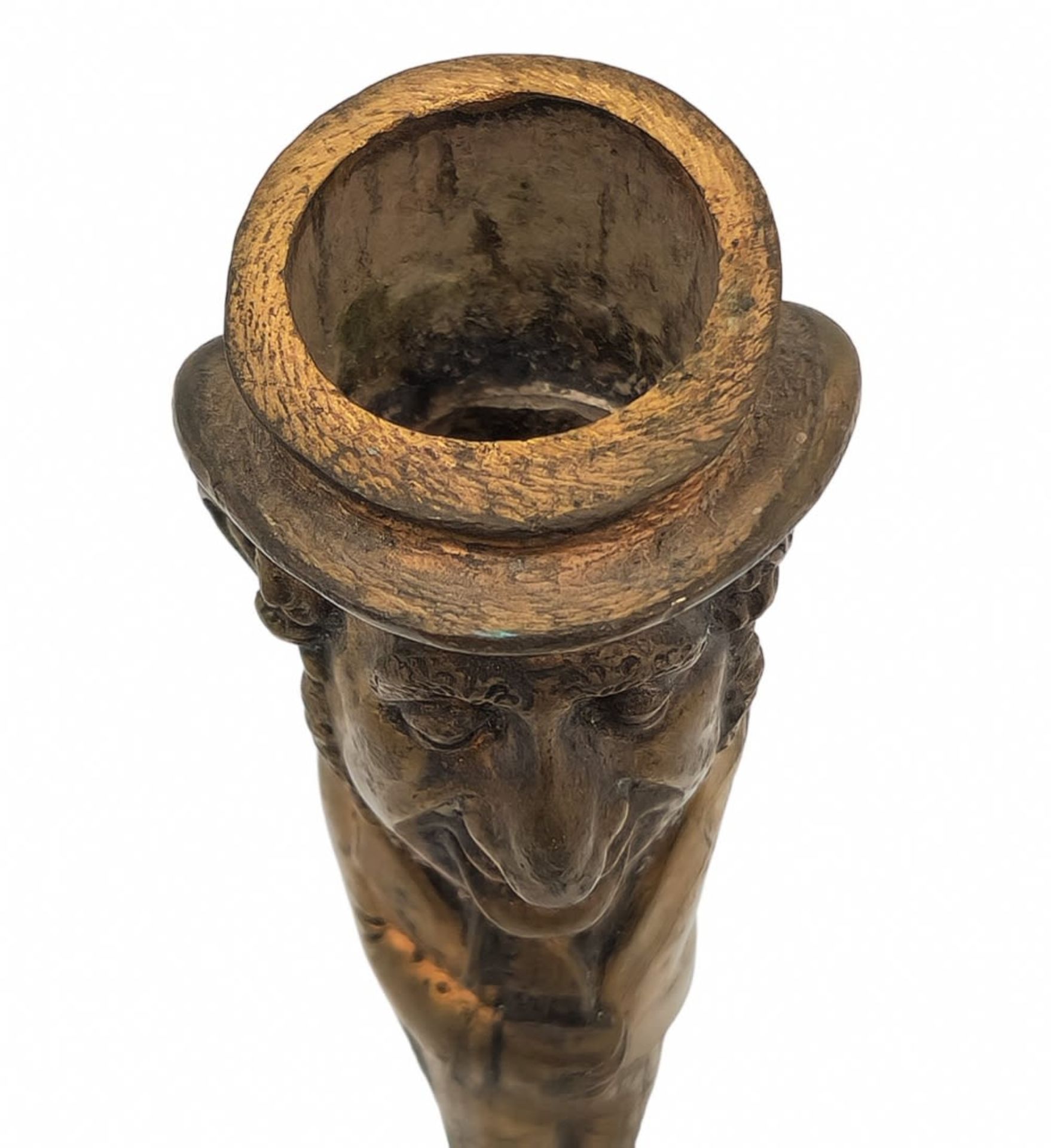 Antisemitic bronze candlestick, designed in the form of a grotesque Jew, inscription in German on - Image 6 of 7
