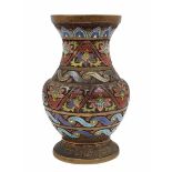 An antique Chinese urn from the 19th century, the urn is made of bronze and 'Champleve' enamel,
