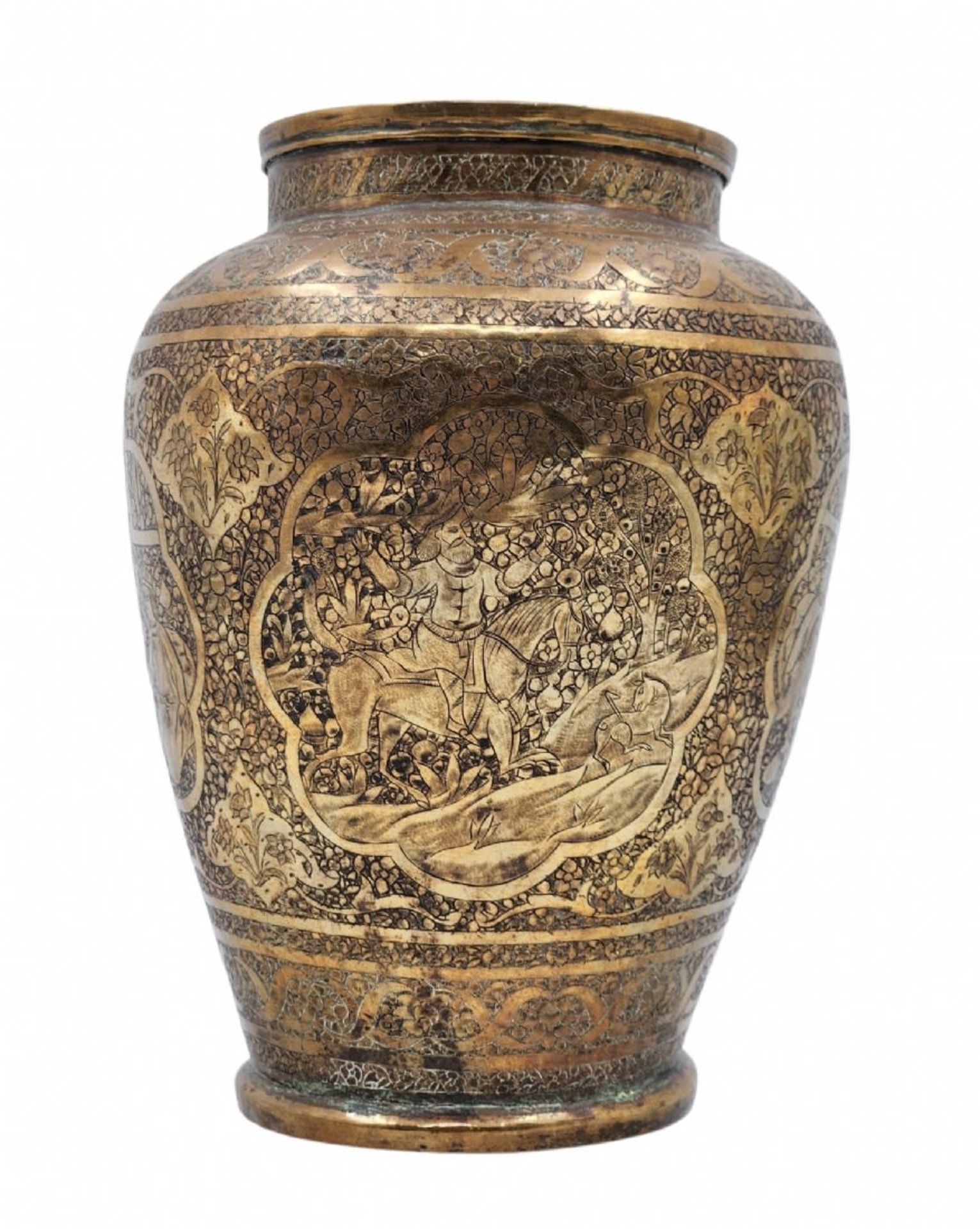 An antique Persian Hindu Urn, beautiful and especially high-quality 19th century urn, made of brass, - Image 2 of 6