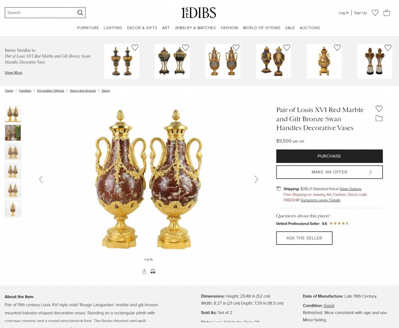 A pair of heavy and impressive French vases in the Louis XVI style, made of natural marble and - Image 14 of 14