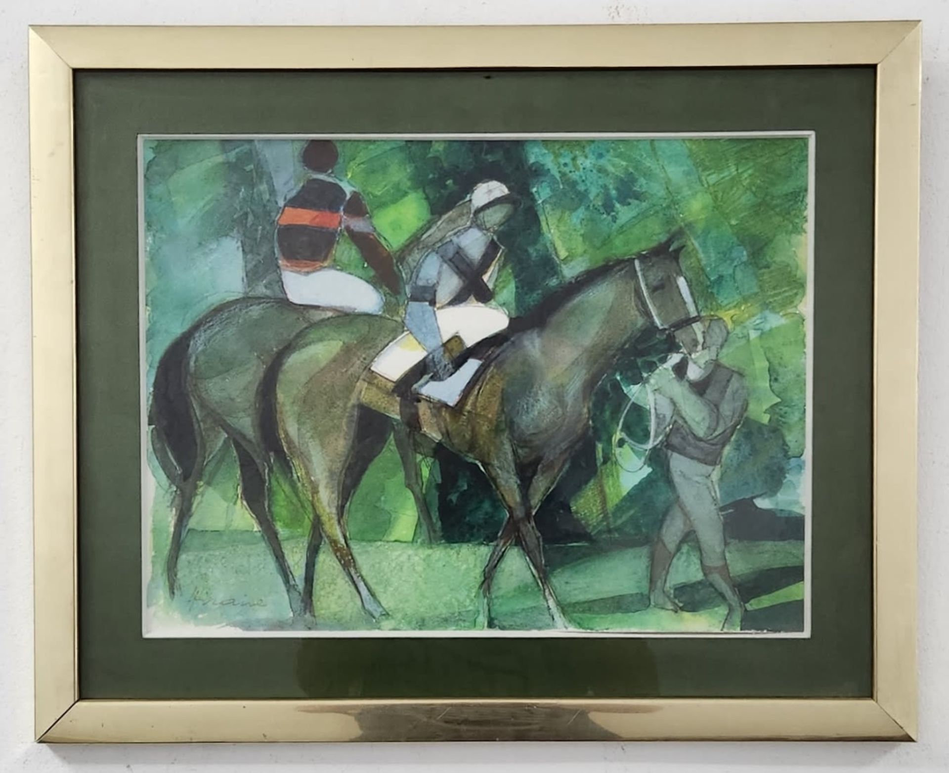 'On the horse track' - Camille Hilaire, 1916-2004, watercolor on paper, french painter, signed, - Image 2 of 3
