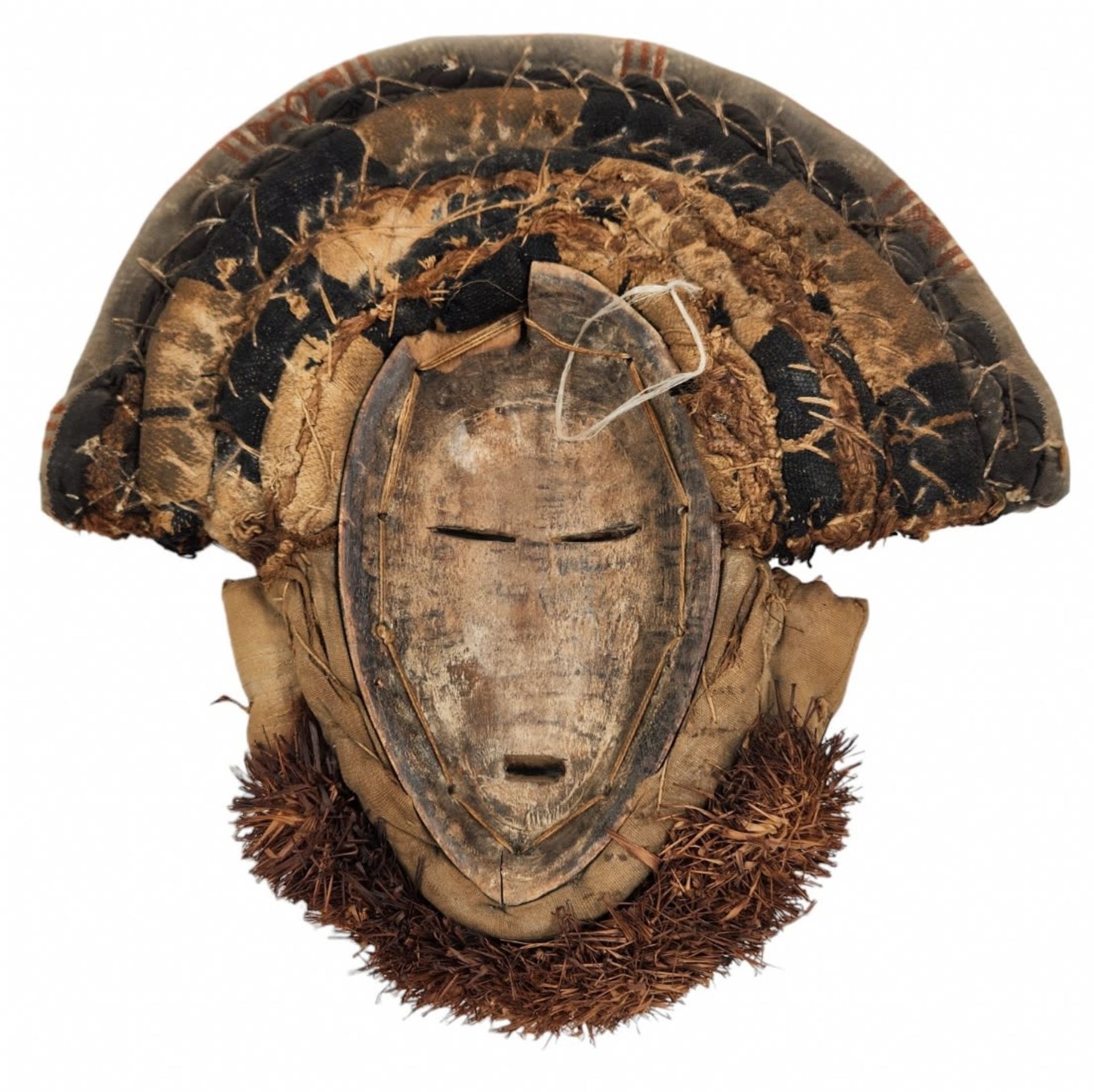 Antique African mask - Dan People, made of wood, fabric, raffia and shells, approximately 1920-1930, - Bild 2 aus 3