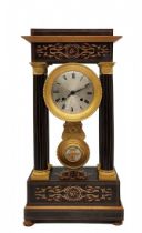 Antique 'Portico' Clock from the 19th century, very beautiful and of high quality, made of wood