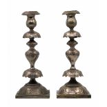 A pair of ancient Jewish candlesticks, for Shabbat, end of the 19th century, made by: 'Norblin