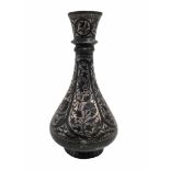 An antique Indian Bidri vase, made of metal inlaid with silver, second half of the 19th century,