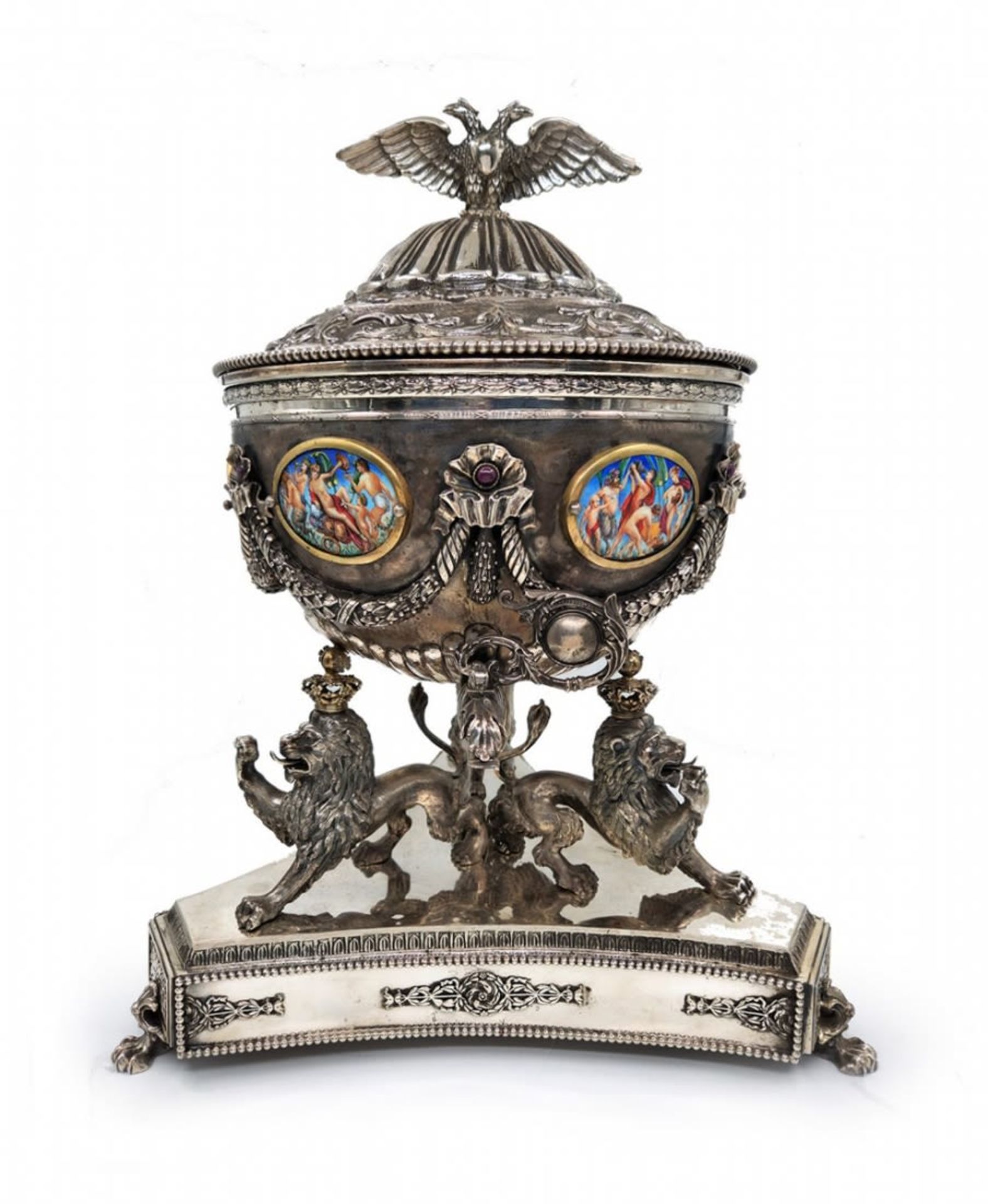 Wine large high-quality and impressive Samovar, made of silver, 'sterling' (925) and enamel., the