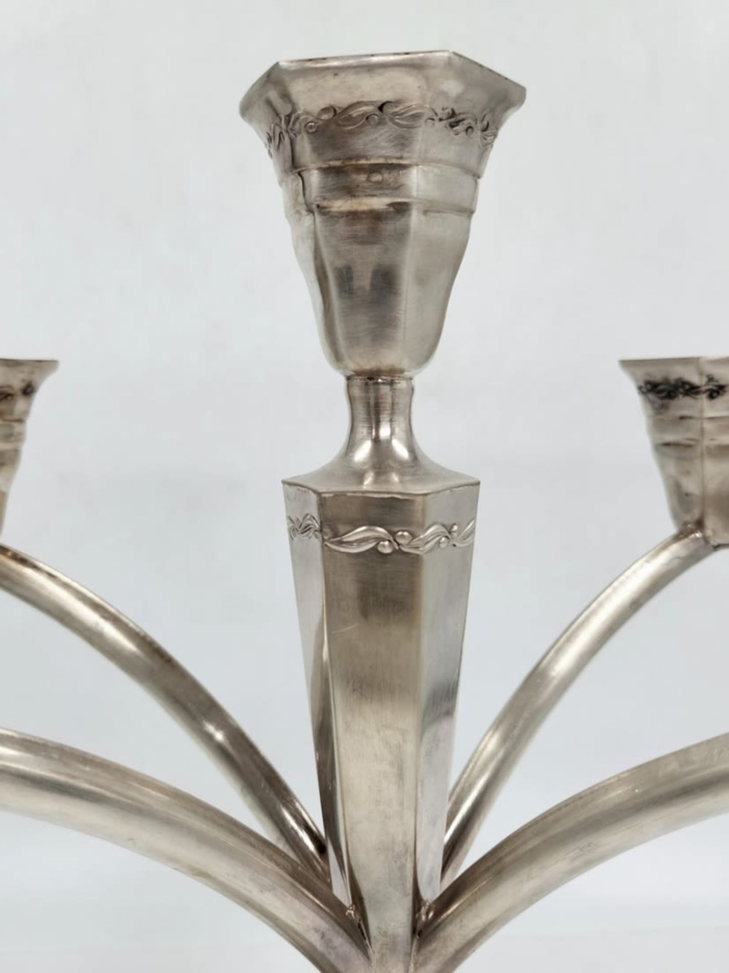 A silver candlestick for five candles, made by the 'Hazorifim' company, made of '800' silver, - Image 5 of 8