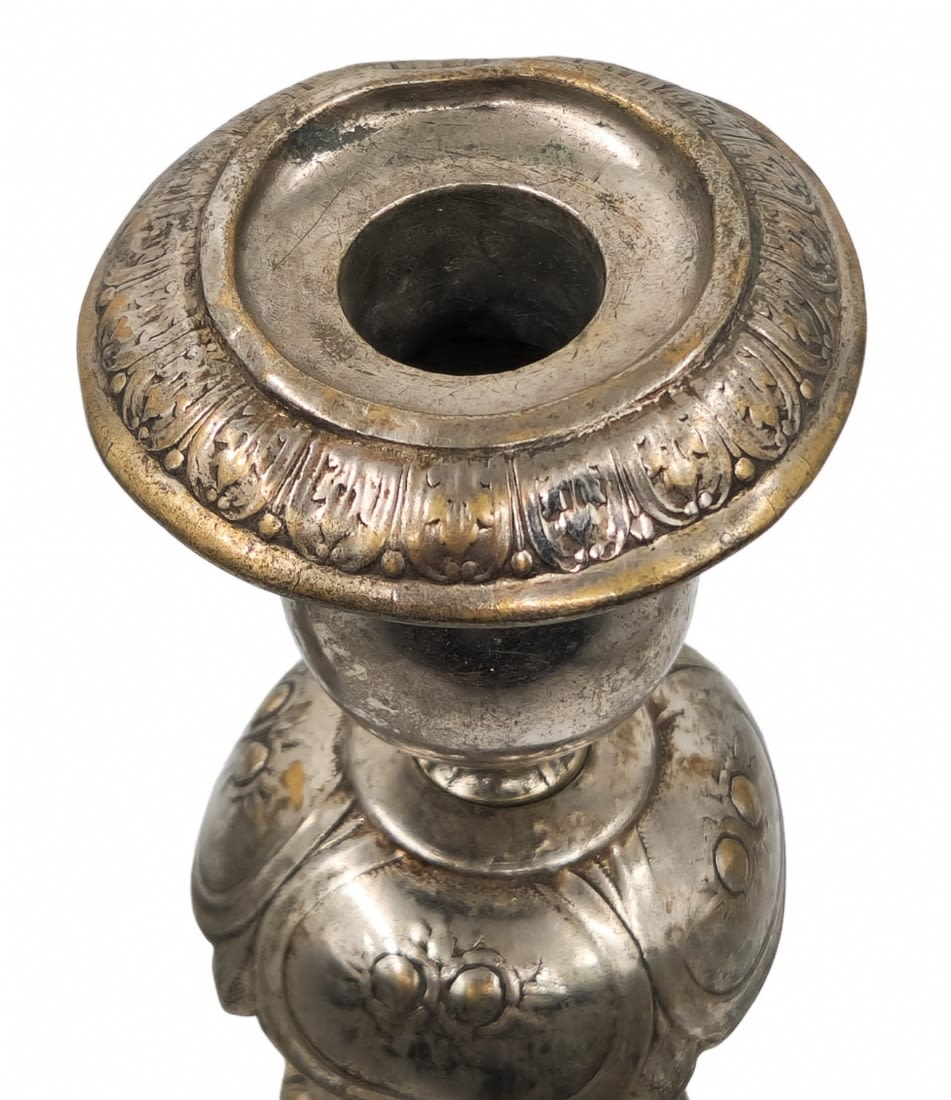 A pair of ancient Jewish candlesticks, for Shabbat, end of the 19th century, made by: 'Norblin - Image 6 of 6