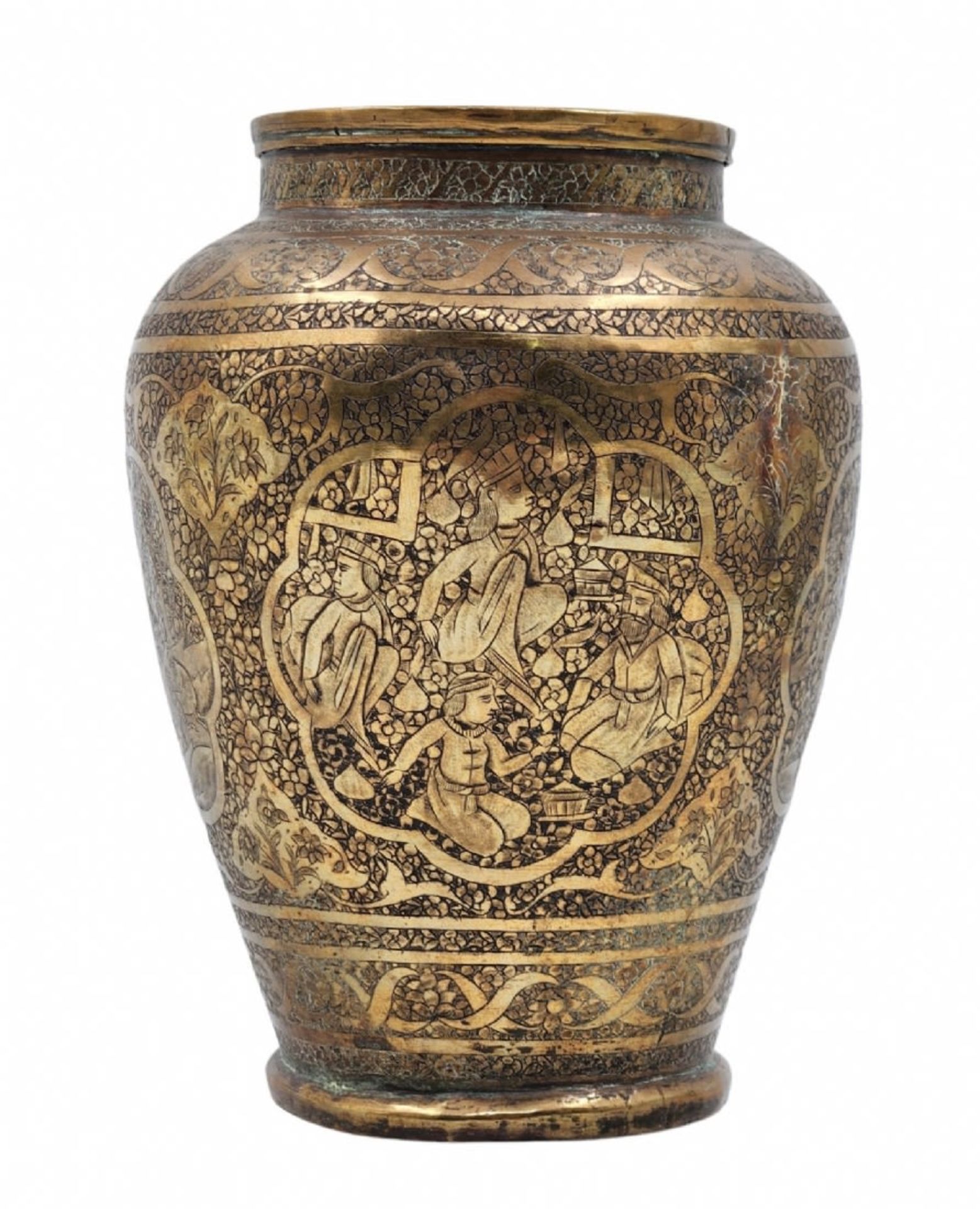 An antique Persian Hindu Urn, beautiful and especially high-quality 19th century urn, made of brass, - Image 3 of 6