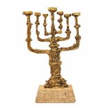 Salvador Dali - Menorah made of gold plated bronze, stone base, signed and numbered: 155/300, Height