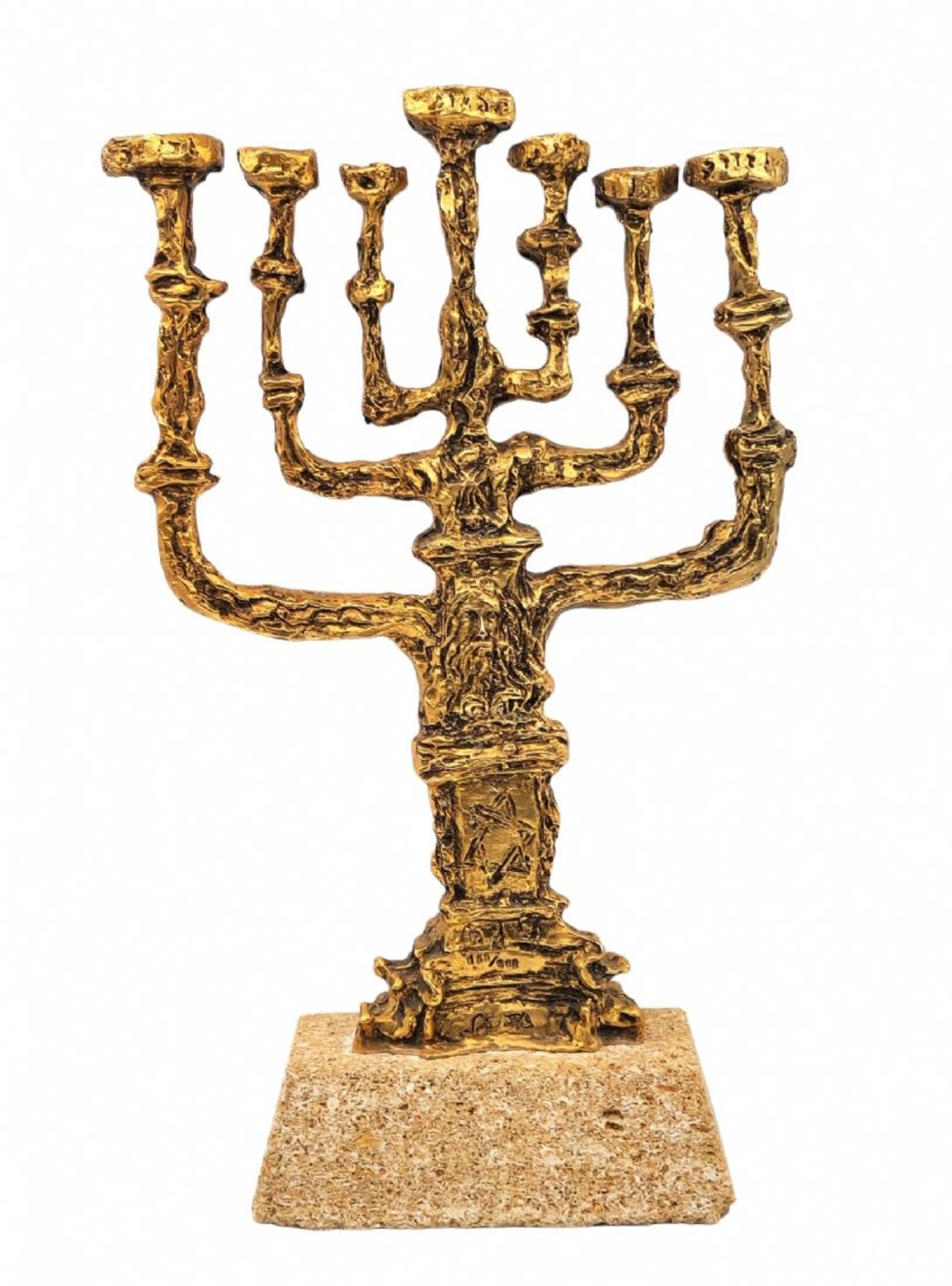 Salvador Dali - Menorah made of gold plated bronze, stone base, signed and numbered: 155/300, Height