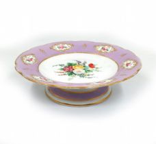 19th Century Old English porcelain taza, from a luxurious porcelain set for serving desserts,